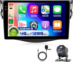 4G 128G VECHTEL 9-tolline Bluetooth autoraadio Toyota RAV4 2007-2012 Carplay Android auto, EQ, 1280 x 720, WiFi GPS, Mirror Link, RDS/FM raadio 2 DIN koos AHD tagurduskaameraga