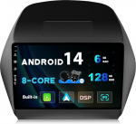 SXAUTO Android 14 - [6G+128G] - IPS autoradio sobib Hyundai IX35 (2010-2017) jaoks - Sisseehitatud traadita Carplay/Android Car/DSP - Kaamera + mikrofon - DAB SWC WiFi Fast Boot 360-Camera 4G - 2 DIN 10.1-tolline