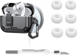 Adhiper 3 Paar Ohrst&ouml;psel + Schutzh&uuml;lle, kompatibel mit AirPods Pro 3 H&uuml;lle (2025), Magnetverschluss mit Schloss f&uuml;r Airpods Pro 3. Generation, sto&szlig;fest und wasserdicht, 3-in-1-Kopfh&ouml;rer-Reinigungsset