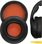 Geekria QuickFit asendusk&otilde;rvaklapid SteelSeries Siberia 800 840 k&otilde;rvaklappidele, k&otilde;rvapadjad, k&otilde;rvakomplektide k&otilde;rvapadjad, k&otilde;rvaklapi kate, varuosad (must/oranž)