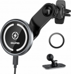 OHLPRO Magsafe autokinnitus t&auml;iustatud metallist konksuga, 15W traadita laadija, magnetiline mobiiltelefoni hoidja auto ventilatsiooni ja armatuurlaua jaoks, iPhone 17 16 16 15 14 13 12 Pro Max Plus, h&otilde;bedane