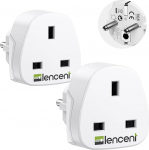 LENCENT 2 x Travel Power Adapter UK Plug to DE European Socket [3250W/13A MAX], UK Adapter, UK Ireland Adapter, Travel Adapter English to German Socket, reisimisadapter inglise keelest saksa pistikupesasse