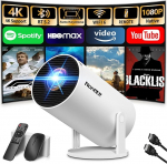 Projektor 4K projektor Full HD 1080P miniprojektor WiFi 6 ja Bluetooth 5.2, Android kaasaskantav projektor 270&deg; p&ouml;&ouml;ramine automaatse keystone'iga PC/HDMI/USB jaoks, koos hiire ja kaugjuhtimispuldiga, valge