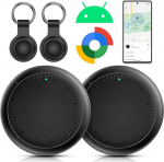 Air Tracker Key Finder, 2 Pack Android Smart Tag &uuml;hilduv Google Find My Device (ainult Android), Air Tracker Key Finder Bluetooth Tracker v&otilde;tmete, pagasi, kottide jaoks (must)