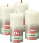 Bolsius Rustic Pillar Candles - Fading Metallic - Ivory & Champagne - 4 tk - 13 x 7 cm - Pikk p&otilde;lemisaeg - Majapidamisk&uuml;&uuml;nal - Sisaldab naturaalset taimevaha - Ei sisalda palmi&otilde;li.