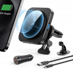 ESR 15 W MagSafe autohoidja laadimisfunktsiooniga, magnetiline juhtmevaba mobiiltelefoni hoidja, autolaadija iPhone Air/17/17e/16/15/14/13/12 seeria, Galaxy S25/S26 seeria, 36 W autolaadijaga