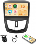 Hikity Android 15 4+64G autoraadio Peugeot 207 2009-2013 9-tollise Incell puuteekraaniga, autoraadio 2DIN juhtmevaba Carplay Android autoga, FM/RDS raadio, Bluetooth, GPS, WiFi, tagurduskaamera +