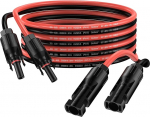 P&auml;ikesekaabel 3 m 4 mm&sup2; p&auml;ikesepaneeli pikenduskaabel IP68 veekindel adapterkaabel pistikupesa ja pistiku &uuml;hendusega (3 m punane + 3 m must)