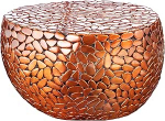 riess-ambiente.de Round Coffee Table Stone Mosaic 75 cm Copper Metal Mosaic Handmade Side Table Coffee Table for Your Living Room