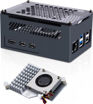 GeeekPi Raspberry Pi 5 alumiiniumist korpus koos ametliku aktiivse jahutiga, PCIe M.2 NVMe SSD Shield Top X1001 / X1000 / N04 / N05 toetus PCIe M.2 SSD Shield Top X1001 / X1000 / N04 / N05