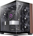 FOIFKIN F300 arvutikapp - eelpaigaldatud 7 ilma RGB ventilaatorita, ATX Mid-Tower Gaming PC-kapp, 270&deg; panoraamklaas koos Type-C-ga (puit, F300)