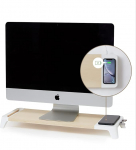 POUT EYES8-3-in-1 puidust monitori tugipunkt koos kiire juhtmevaba laadimisalusega Valge