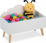 Relaxdays Lastekirstu Cloud Design K 45 x L 60 x S 30 cm MDF raamatutele ja m&auml;nguasjadele Avatud m&auml;nguasjakapp valge