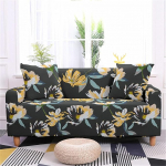 Mateju 3D lilled diivanikate Diivanikatted L kuju 1/2/3/4-kohaline elastne veniv diivanikate - libisemisvastane diivanikaitse diivanikate elutuppa (kollane Daisy, 4-kohaline 235-300 cm)