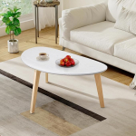 Mid Century Modern V&auml;ike ovaalne puidust kohvilaud &Scaron;ikk kolmnurkne disain Kodukontor Talum&ouml;&ouml;bel Lihtne kokkupanek 85x48x40cm