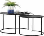 [en.casa] Kohvilaudade komplekt Kohvilaudade komplekt 2 tk 74 x 46 cm ja 58 x 41,5 cm must pulberv&auml;rvitud elutoa lauad terasest