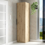 Forte CADIXO mitmeotstarbeline kapp 50, Skandi nurgakapp, 1 uks, puitkomposiit, esikus/elutuba/magamistuba, k&auml;sit&ouml;&ouml;nduslik tammepuidust dekoor, 51,2 cm lai x 212,9 cm k&otilde;rge x 58,9 cm s&uuml;gav