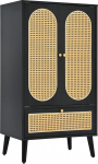 I0I&I0I Compact Sideboard Rattan Design Must 2 ust 1 sahtli 1,1 m Mitmek&uuml;lgne hoiulahendus (60 x 40 x 110,5 cm)