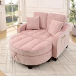 Diivan magamisfunktsiooniga, Chaise Longue, 2-in-1 diivanvoodi, hoiutool ja 4 padja, v&auml;ikesesse elutuppa, &otilde;ppetuppa, magamistuppa, 132 x 129 x 93 cm (roosa)