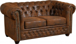 MASSIVMOEBEL24.DE Chesterfield diivan 2-kohaline nahast pruun in inglise koloniaalstiilis 148 x 86 x 72 cm Chesterfield sari