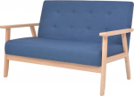 2-Sitzer Diivan Stoff Blau, Bequemes Wohnzimmer Sofa mit Holzgestell, Einfache Montage, Modernes Design f&uuml;r Entspannung und Fernsehen, 110 kg Tragkraft