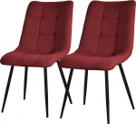 ML-Design S&ouml;&ouml;gitoa toolid, 2 tk, punane, elutoa toolid kangakattega ja mustade metalljalgadega, seljatoega k&ouml;&ouml;gitoolid, polsterdatud toolid s&ouml;&ouml;gituppa, elutuppa, k&ouml;&ouml;ki, kontorisse,