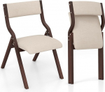 RELAX4LIFE s&ouml;&ouml;gitoa toolid, 2 komplekt, kokkupandavad, k&auml;edeta k&ouml;&ouml;gitoolid puidust raamiga, polsterdatud s&ouml;&ouml;gitool polsterdatud seljatoe ja istmega, ergonoomilised kokkupandavad toolid elutuppa (pruun)