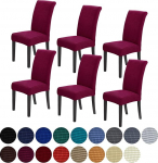 Howhic s&ouml;&ouml;gituba Stretch Chair Covers Set of 6 eemaldatav pestav s&ouml;&ouml;gitoolid Slipcovers Seat Protectors Great Home Decor ja Bankett polsterdus (Burgundia, 6 t&uuml;kki)