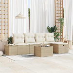 Poly Rattan Diivan Set f&uuml;r Terrasse 6 St&uuml;ck 6-teiliges Sofa Set Poly Rattan Outdoor Garten 6 teilig mit Kissen Gartenm&ouml;bel 6-teilig mit Sitzkissen