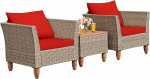 Rattan Bistro m&ouml;&ouml;blikomplekt 3 tk puidust lauapadi diivan merev&auml;e sinine/punane/must/t&uuml;rkiissinine (v&auml;rv : E) (C)