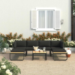 4-TLG. Garten-Ecksofa-Set mit Auflagen aus Aluminium und WPC - Outdoor-Sofagarnitur und stilvolles Ecksofa-Set f&uuml;r Garten.