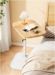 C Table Side Table, Sofa Tray Table, Height Adjustable, 360&deg; Swivel TV Tray Table, Sliding Coffee Tables for Living Room, Bedroom and Small Rooms (Wood)