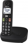 Panasonic KX-TGU110EXB digitaalne juhtmeta telefon, tugijaam ja 1 k&auml;sipult, LCD-ekraan, suured nupud, lemmikute nupp, kuuldeaparaadiga &uuml;hilduv, must