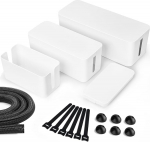 Lannvan kaablikarp, 3 kaablikarbi komplekt, valge (suur & keskmine & v&auml;ike) ABS plastikust, kaablijuhtimiskarp, kaablikarp, organiseerija kaablikarbi komplekt, mis sisaldab kaablihoidjat, kaablisidemeid ja kaablitoru kaabli varjamiseks