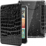 MoKo &uuml;mbris 7-tollise Kindle Paperwhite 2024 12th Gen&Kindle Colorsoft Signature Edition 2024, Ultra Clear Soft Flexible Glitter TPU Case Lightweight Case mitte Kobo, Crocodile Black