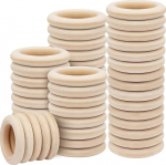 Kurtzy 50 x puidust r&otilde;ngad k&auml;sit&ouml;&ouml;ks, l&auml;bim&otilde;&otilde;t 58 mm, v&auml;lisosa, puidust r&otilde;ngakomplekt looduslikust puidust, t&ouml;&ouml;tlemata, k&auml;sit&ouml;&ouml;r&otilde;ngad DIY kaunistamiseks, liikuvad ehted, 50 kaupa, kardinar&otilde;ngad, puidust