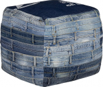 Pittsburgh Cube Seat, 45 cm, Sinine, Unikaalne, K&auml;sitsi valmistatud teksast, Puuvillat&auml;idis, Ruudukujuline istmepoof, Poof, Poof, Poof, istmepadi, istmepadi, p&otilde;randapadi, jalatugi, Ottomani