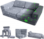 MeMoreCool Play Diivan Bed Children, Foam Soft Building Blocks Diivan, Fancy Play Diivan, p&otilde;nev siseruumide m&auml;nguv&auml;ljak lastetoas, Cuddly Corner Ideaalne lastele, Grey Star