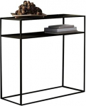 Konsolentisch, 13,8 Zoll breiter rechteckiger Konsolentisch mit Metallregalen in geschw&auml;rzter Bronze, 2-stufiger Lagerregal-Eingangstisch f&uuml;r Wohnzimmer, Flur, 80 x 30 x 80 cm)