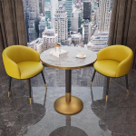 Esstisch Mit 2 St&uuml;Hlen,Esstisch Marmoroptik,Runder Esstisch Mit St&uuml;Hlen,Esstisch und Stuhl Set, Runder Tisch mit 2 St&uuml;hlen f&uuml;r Familien,oder Gesch&auml;ftsempfang,Home Office Konferenzraum M&ouml;bel(Yellow)