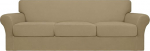 Easy-Going 4 tk &uuml;lisuur Stretch Soft Couch Covers for Dogs - pestav diivan Slipcover 3 eraldi padjadele Diivan - Elastne m&ouml;&ouml;bli kaitsja lemmikloomadele, lastele Loodus