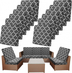 Newwiee Stretch diivanipadja katted patio asenduspadja katteks Diivan istme kate paindlikkus tooli padjad veranda Patio m&ouml;&ouml;bli kaitsja tumehall ruuduline 12 Pack