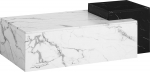 FineBuy kohvilaud 120 x 60 x 40 cm valge must diivanilaud marmorist moodsa disainiga elutoa laud ristk&uuml;likukujuline salongilaud kahetasandiline kohvilaud suur