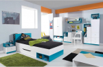Lomadox lastetoa komplekt voodi 90 x 200 cm ja kirjutuslauaga Modern valge t&uuml;rkiisiga