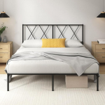 Zinus Elias metallist voodiraam 140 x 190 cm koos peaplaadiga Lihtne kokkupanek K&otilde;rgus 30 cm must