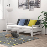 Tidyard pikendatav diivanvoodi lamamispehmendusega, voodiraam, p&auml;evavoodi, &uuml;heinimesevoodi, diivanvoodi, k&uuml;lalisvoodi, noortevoodi, diivan, diivan, diivan, t&auml;ispuit, m&auml;nd, 2 x (90 x 200) cm, valge
