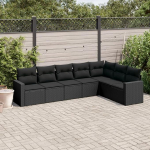 Homgoday Garden diivan komplekt padjadega 7 t&uuml;kki must pol&uuml; rotangist v&auml;ljas diivanid aiam&ouml;&ouml;bli komplekt Outdoor Lounge Set t&uuml;&uuml;p 3251382