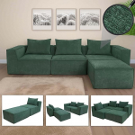Mendler L-sohva HWC-O54 Lounge diivan koos Osmaniga, laiendatav modulaarne parem/vasak, kangas/tekstiil, 63 x 270 x 190 cm, roheline