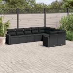 Garten diivanikomplekt 9-TLG. Schwarz - Gartenm&ouml;bel Set 9-TLG. aus PE Rattan mit Kissen als Sofagarnitur