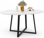 IDMarket - Selma pikendatav &uuml;mmargune s&ouml;&ouml;gilaud 4-8 inimesele Must-valge marmorist lauaplaat Alaska 110-150 cm